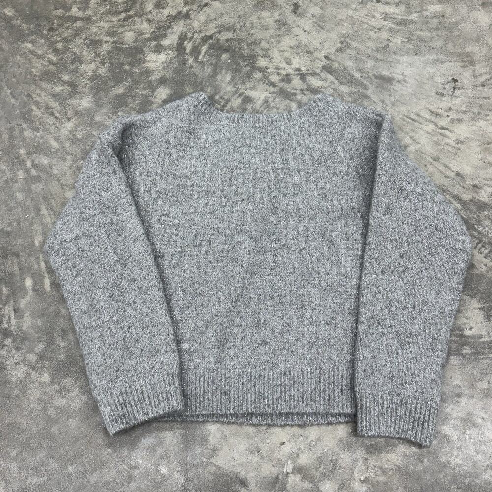 Maeve Bow Icon Sparkle Grey Bow Sweater Womens Medium Knit - Picture 7 of 11